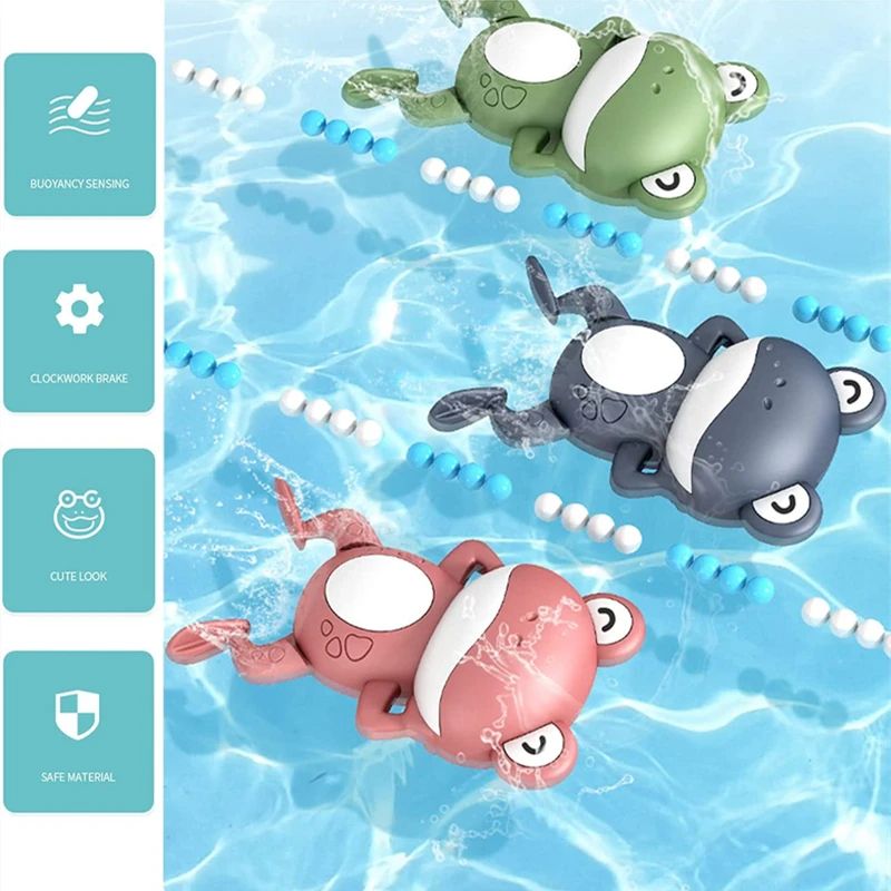 Bath Toys for Toddlers Chain Clockwork Swim Backstroke Little Frog Baby Bathe Cute Appease Animal Toy Gift Bath Toys Kids