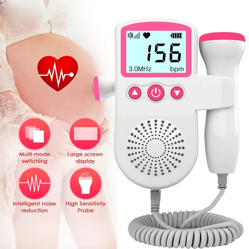 Household Fetal Doppler Ultrasound Baby Heartbeat Pocket Prenatal Detector Home Pregnant Heart Rate Monitor Detector Pulse Meter