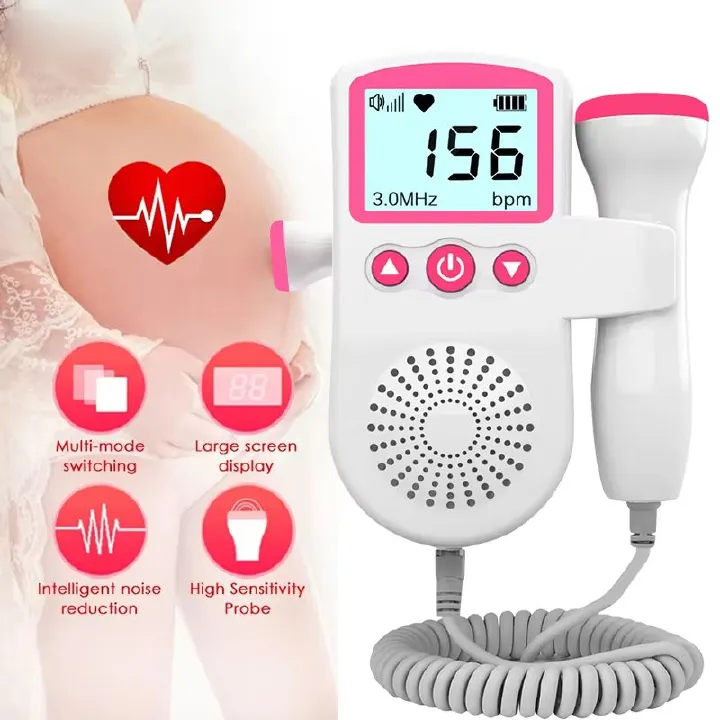 Household Fetal Doppler Ultrasound Baby Heartbeat Pocket Prenatal Detector Home Pregnant Heart Rate Monitor Detector Pulse Meter