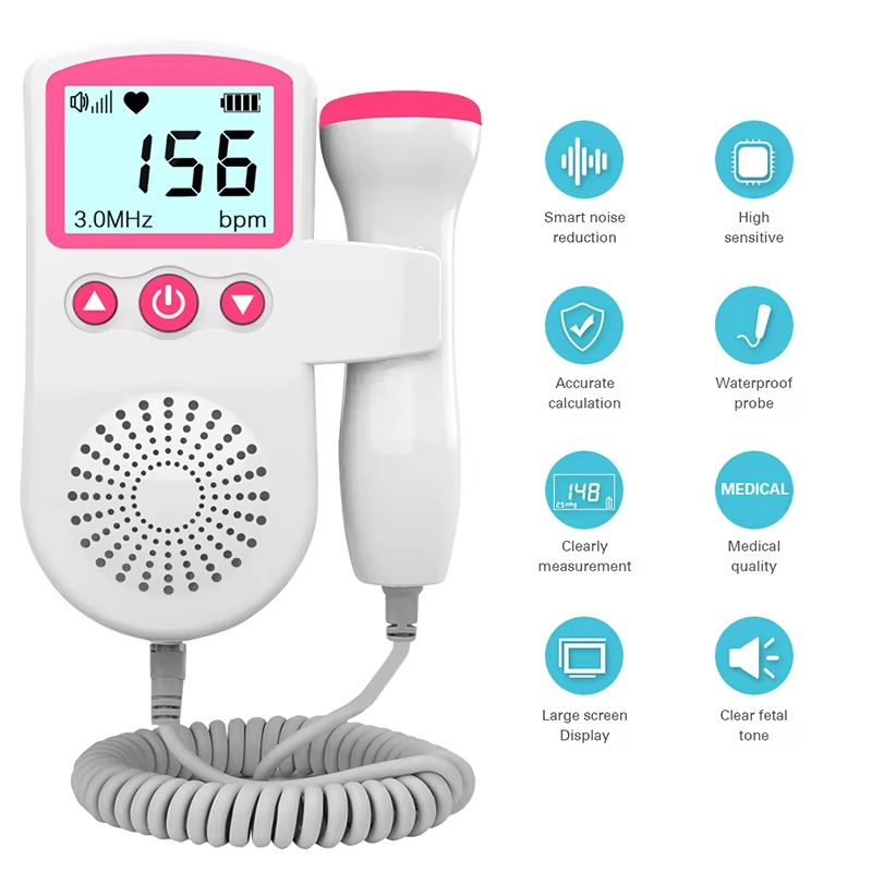 Household Fetal Doppler Ultrasound Baby Heartbeat Pocket Prenatal Detector Home Pregnant Heart Rate Monitor Detector Pulse Meter