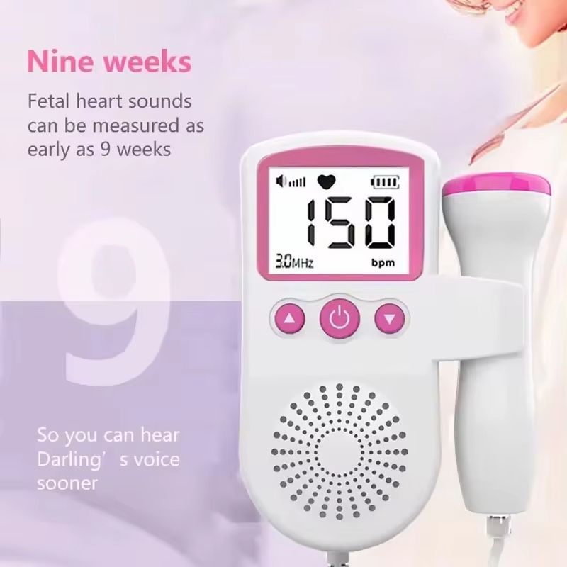 Household Fetal Doppler Ultrasound Baby Heartbeat Pocket Prenatal Detector Home Pregnant Heart Rate Monitor Detector Pulse Meter