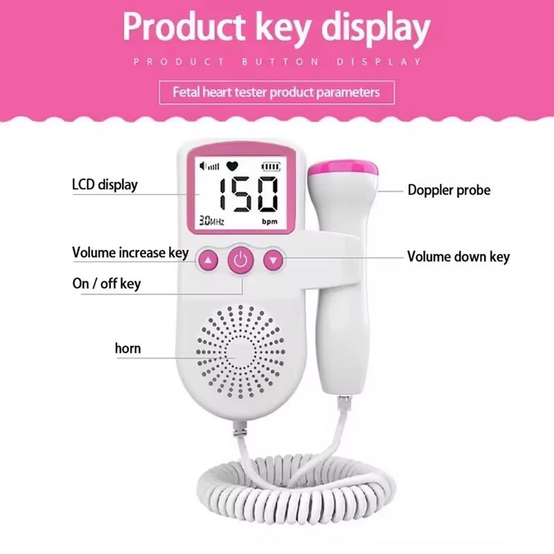 Household Fetal Doppler Ultrasound Baby Heartbeat Pocket Prenatal Detector Home Pregnant Heart Rate Monitor Detector Pulse Meter