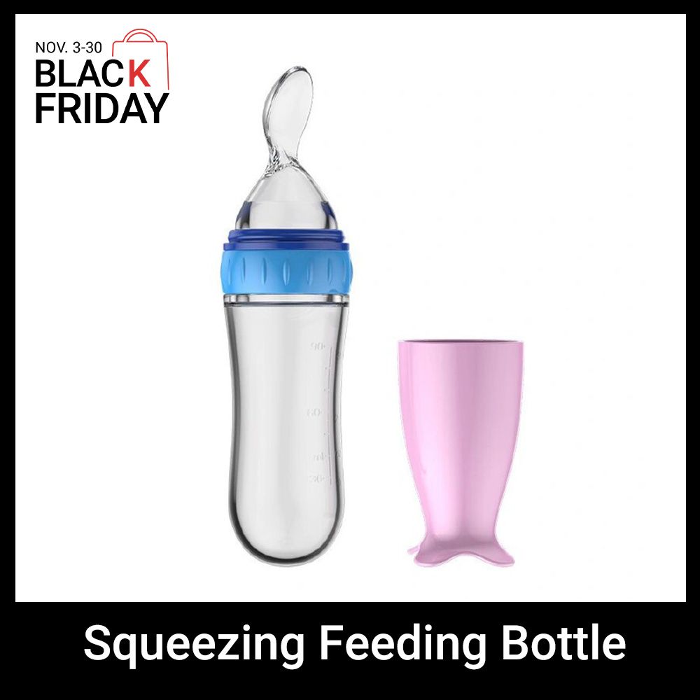Squeezing Feeding Bottle Silicone Newborn Baby Training Rice Cereal Food Spoon Supplement Feeder Safe Useful Tableware for Kids