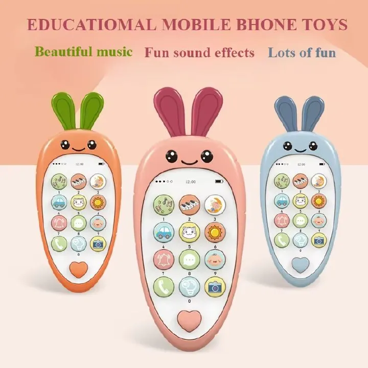 Baby Phone Toy Music Sound Telephone Sleeping Toys With Teether Learning Simulation Phone Kids Infant Early Educational Toy Kids Gifts