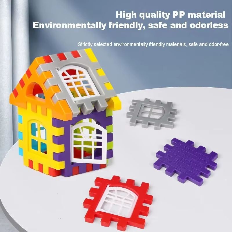 70PCS Large Scale House Building Blocks Simulation Window Design Construction Set Kindergarten Toys For Boys And Girls Gift