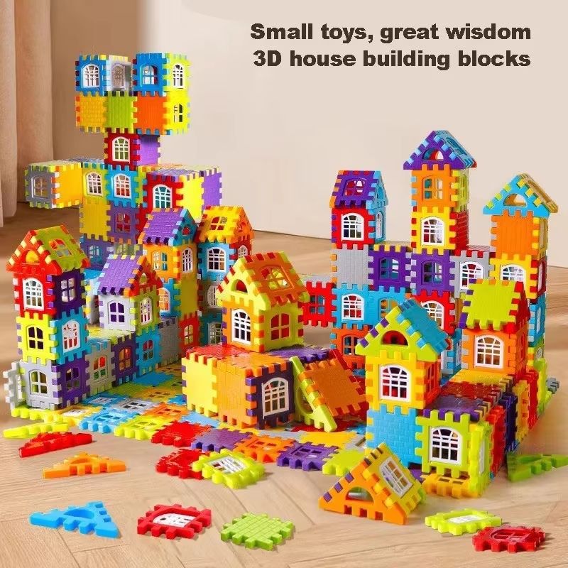 70PCS Large Scale House Building Blocks Simulation Window Design Construction Set Kindergarten Toys For Boys And Girls Gift