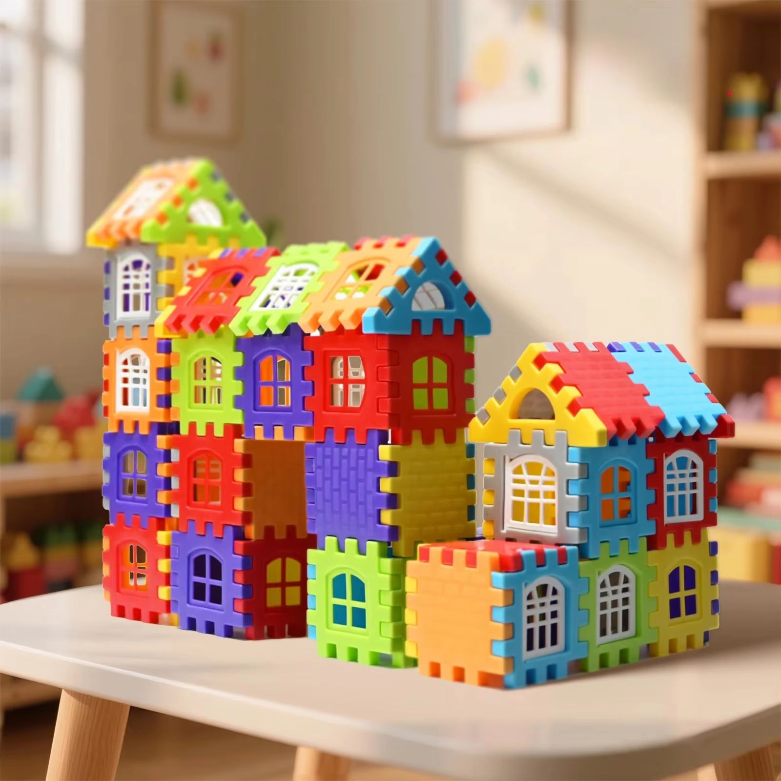 70PCS Large Scale House Building Blocks Simulation Window Design Construction Set Kindergarten Toys For Boys And Girls Gift