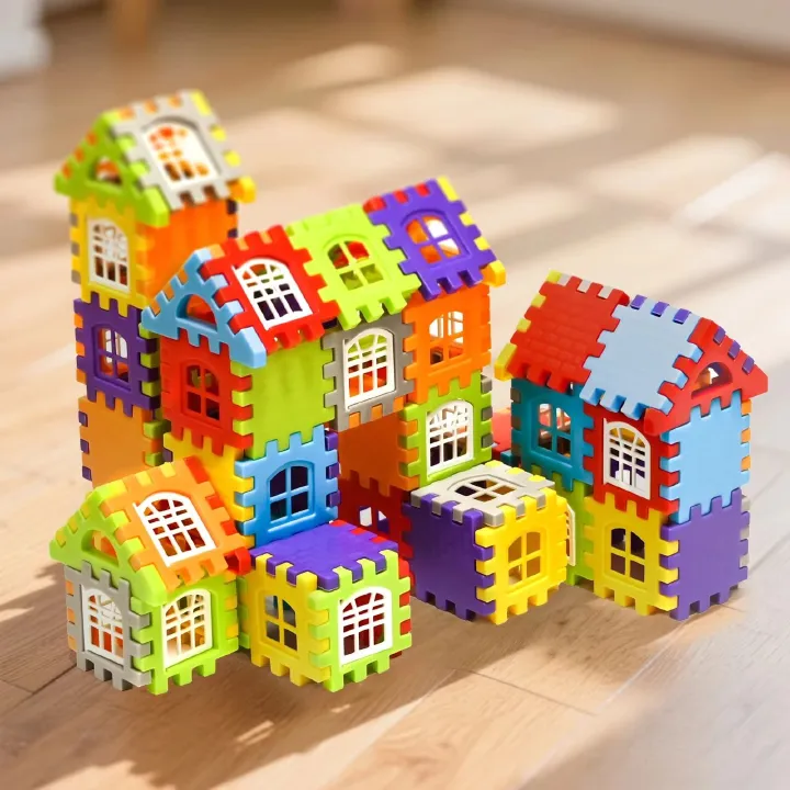 70PCS Large Scale House Building Blocks Simulation Window Design Construction Set Kindergarten Toys For Boys And Girls Gift