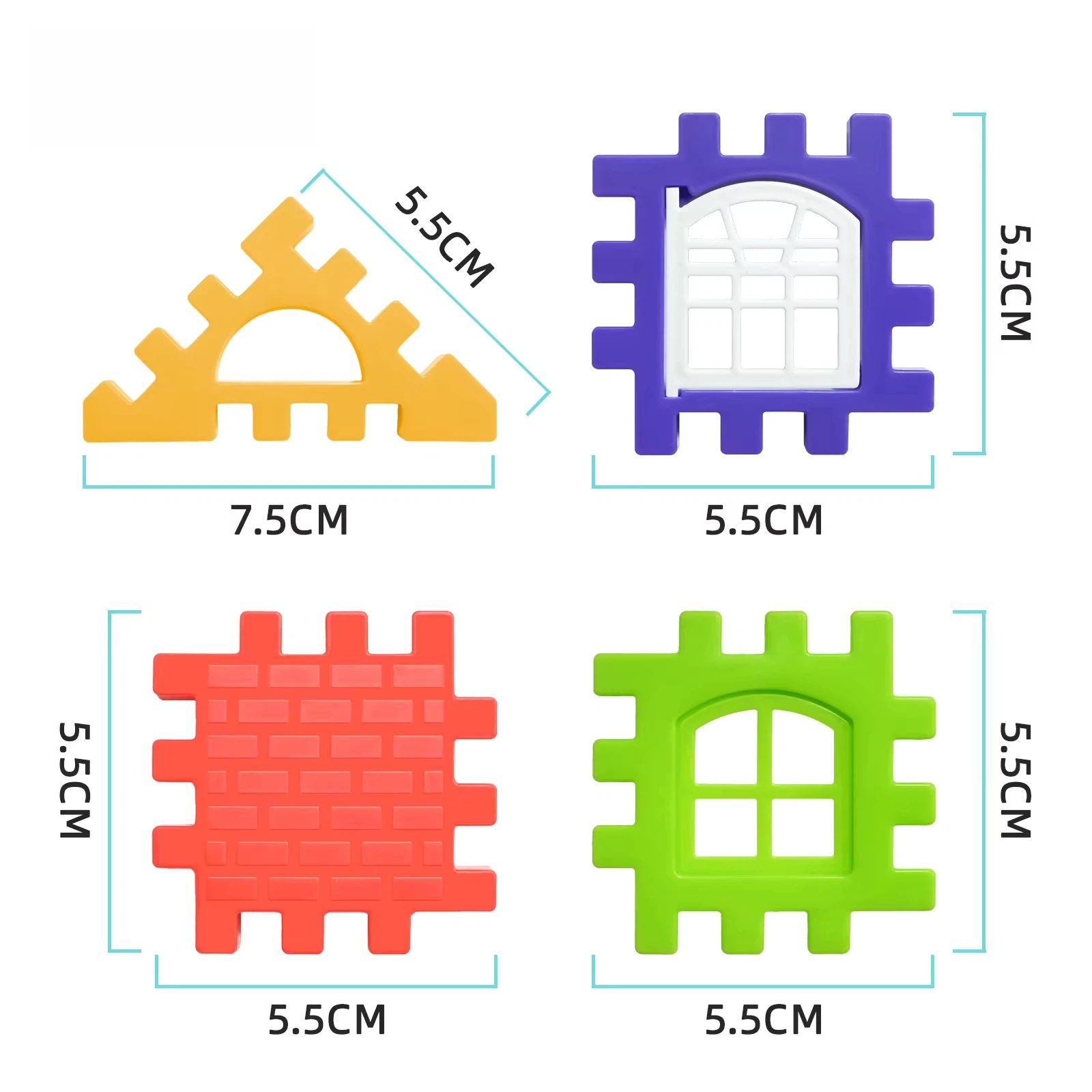 70PCS Large Scale House Building Blocks Simulation Window Design Construction Set Kindergarten Toys For Boys And Girls Gift