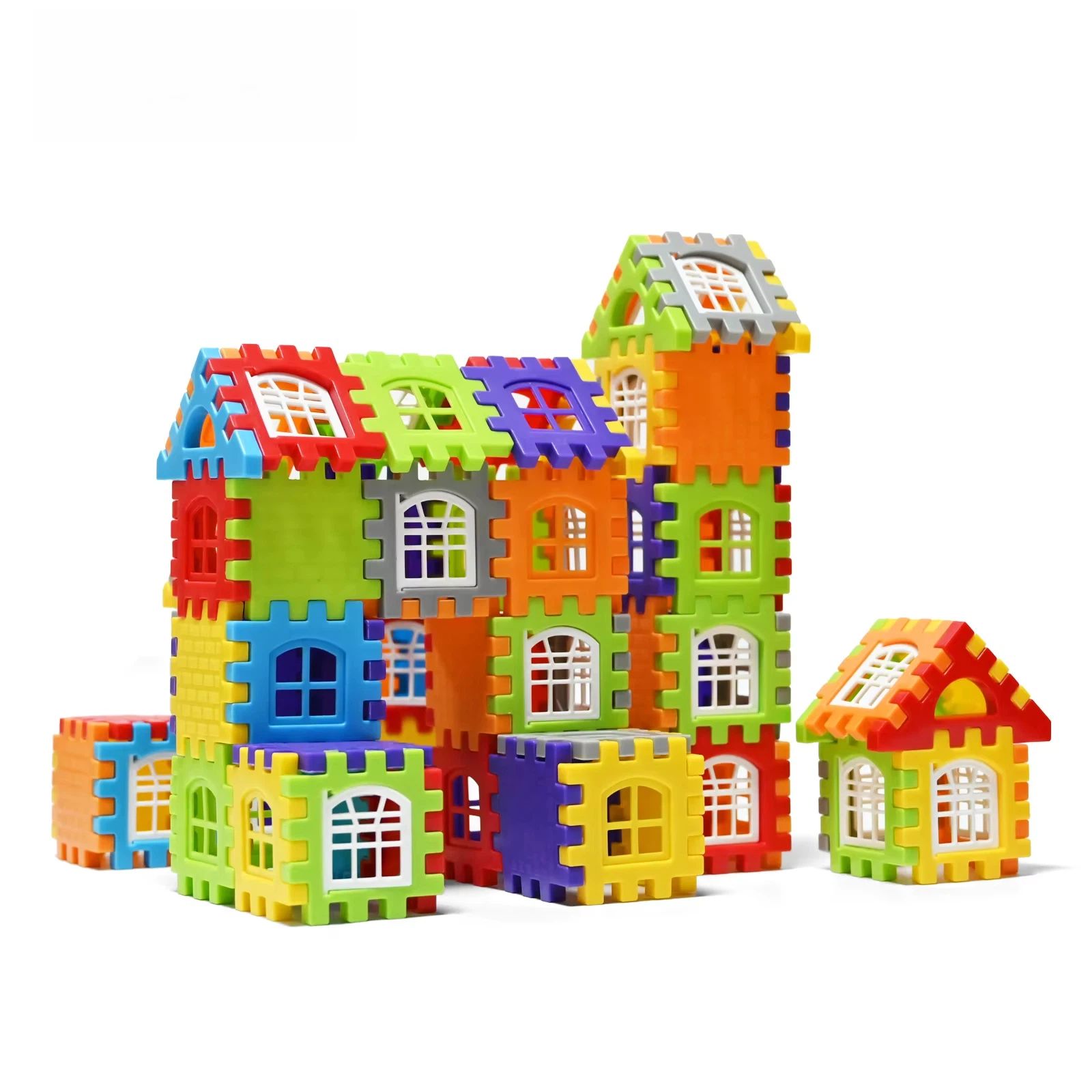 70PCS Large Scale House Building Blocks Simulation Window Design Construction Set Kindergarten Toys For Boys And Girls Gift