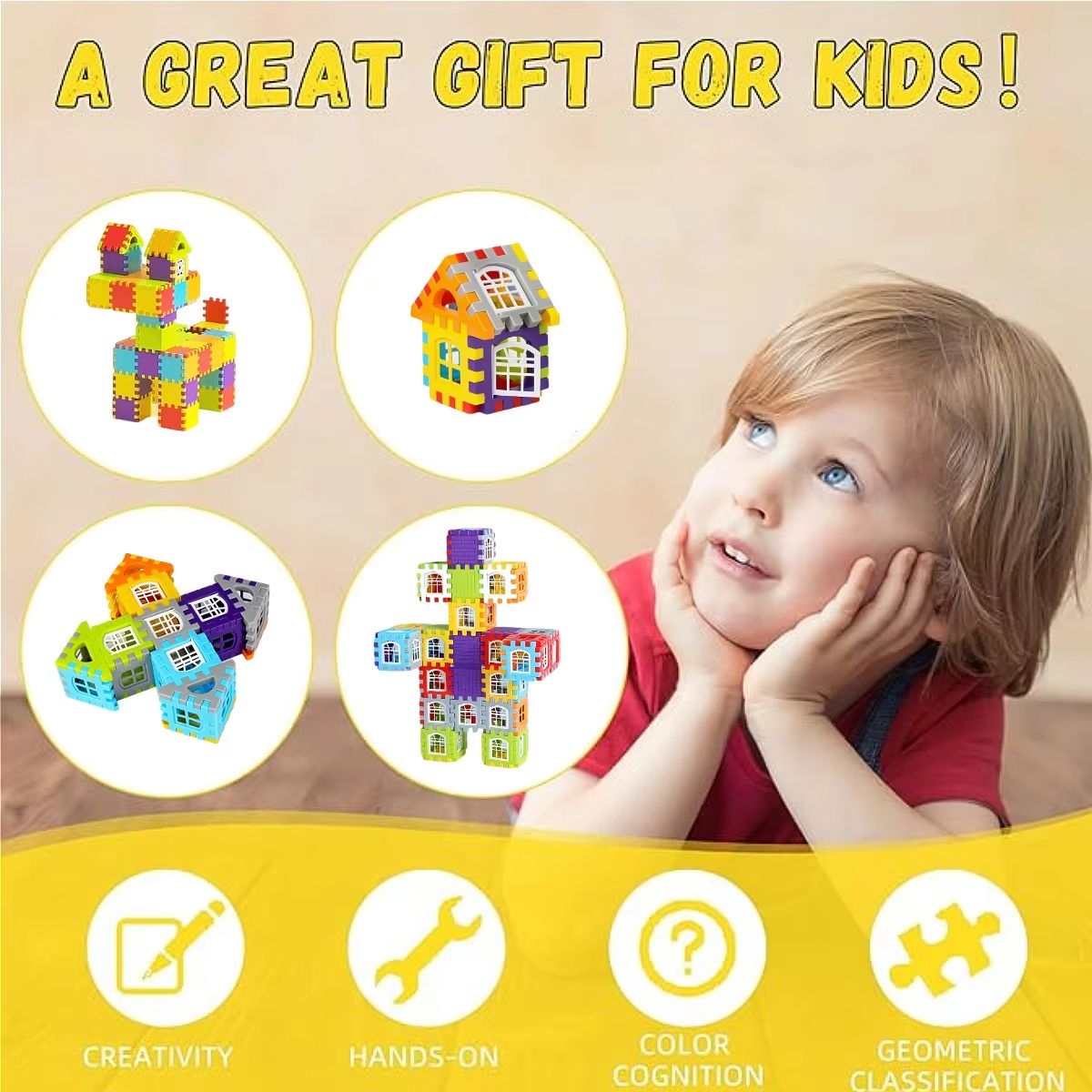 70PCS Large Scale House Building Blocks Simulation Window Design Construction Set Kindergarten Toys For Boys And Girls Gift