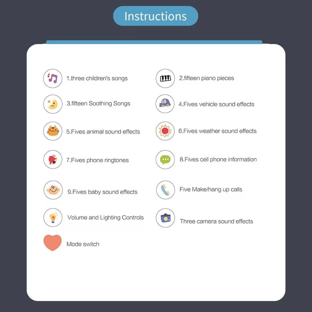 Baby Phone Toy Music Sound Telephone Sleeping Toys With Teether Simulation Phone Kids Infant Early Educational Learning Toy Birthday Gift