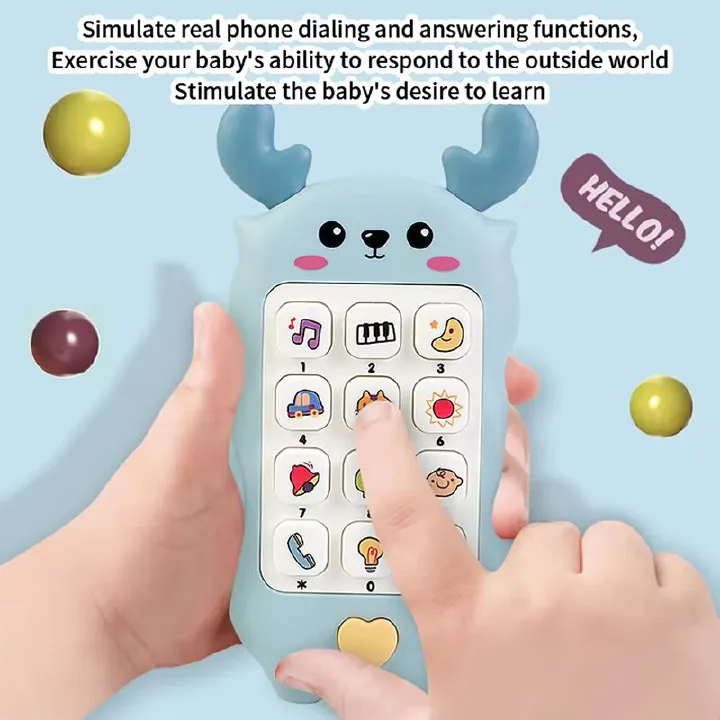 Baby Phone Toy Music Sound Telephone Sleeping Toys With Teether Simulation Phone Kids Infant Early Educational Learning Toy Birthday Gift