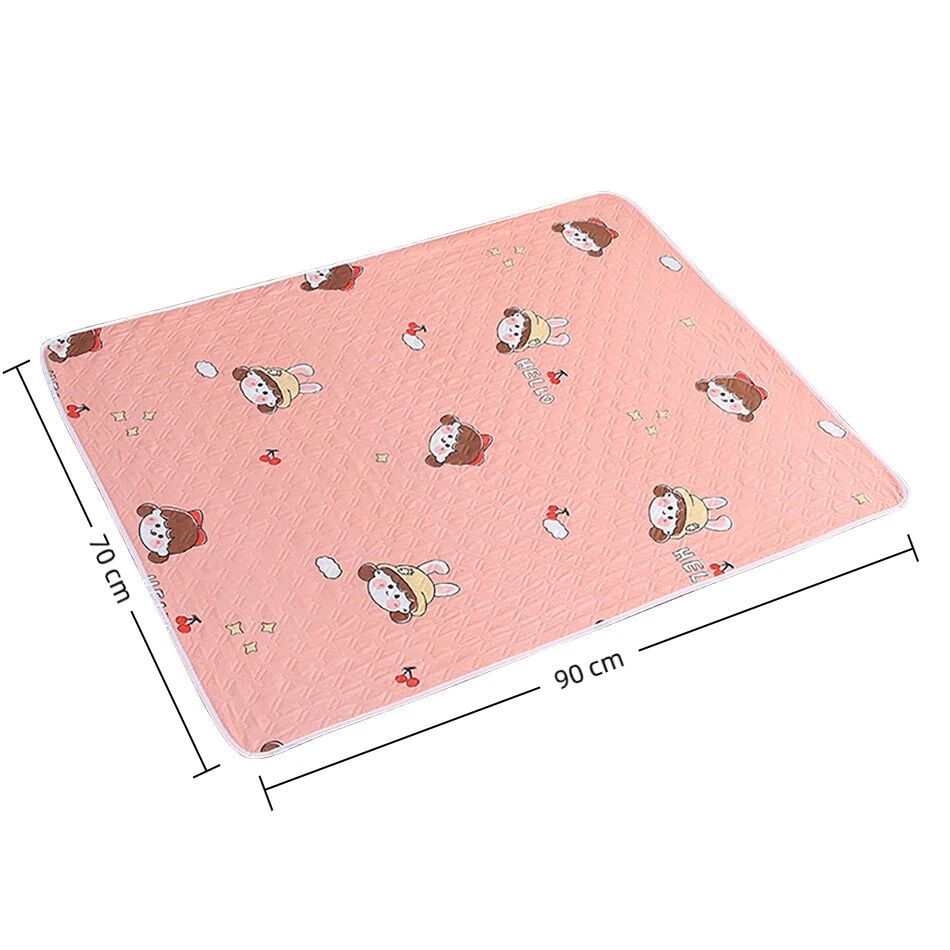 90x70cm Waterproof Washable Mattress Urine Mat for Baby Toddlers Cute Cartoon Bed Protector Diaper Bedding Urine Pads Cloth Breathable Menstrual Protection Baby Care