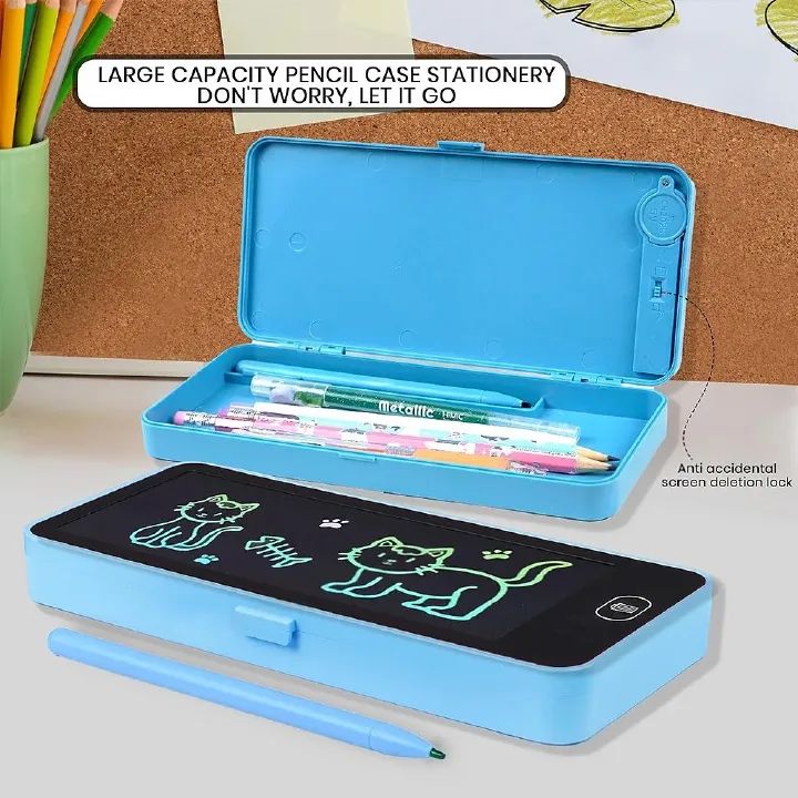 LCD Screen Pencil Case Handwriting 2-in-1 Stationery Box Erasable Drawing Board Cute Pen Bag School Office Supplies Magic Storage For E-Note Pad Toy Kids Gifts