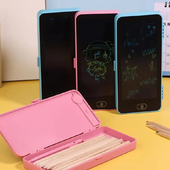 LCD Screen Pencil Case Handwriting 2-in-1 Stationery Box Erasable Drawing Board Cute Pen Bag School Office Supplies Magic Storage For E-Note Pad Toy Kids Gifts