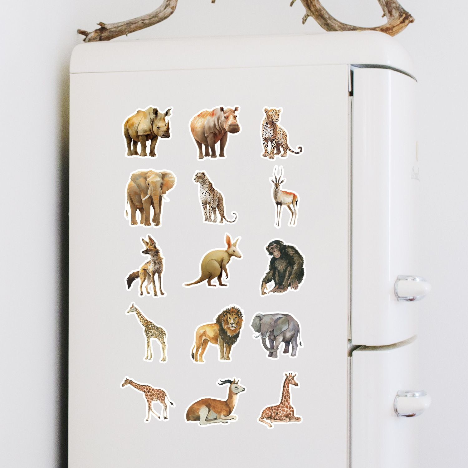 50pcs Funny Watercolor Cartoon African Animal Stickers Skateboard Laptop Fridge Motorcycle Phone Car Cool Waterproof Graffiti Sticker Toys