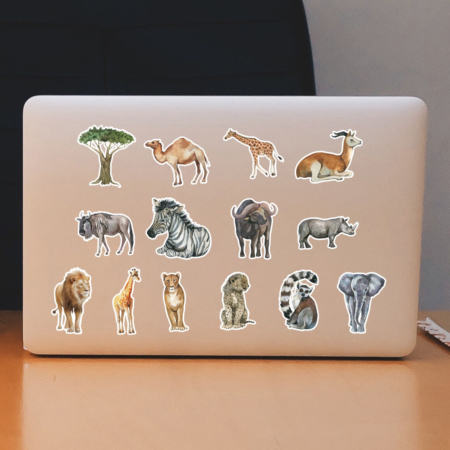 50pcs Funny Watercolor Cartoon African Animal Stickers Skateboard Laptop Fridge Motorcycle Phone Car Cool Waterproof Graffiti Sticker Toys