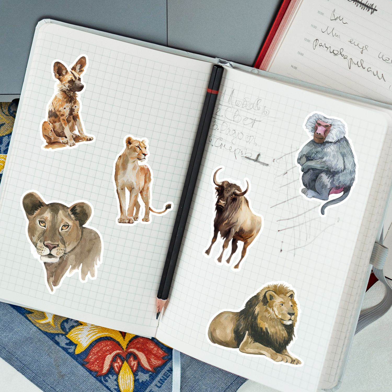 50pcs Funny Watercolor Cartoon African Animal Stickers Skateboard Laptop Fridge Motorcycle Phone Car Cool Waterproof Graffiti Sticker Toys