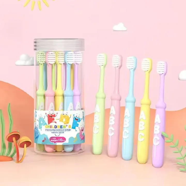 10Pcs Soft Bristle Alphabet Kids Toothbrush Cartoon Design for 2-6-12 Years Old Children Gentle Cleaning Cute Baby Toothbrush