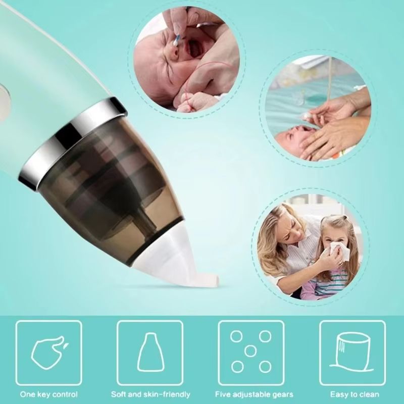 Smart Electric Baby Nasal Aspirator Absorber Equipment Silent Utensils Obstruction Rhinitis Cleaner New Born Items Care Tools Silicone Adjustable Health Safety Convenient Low Noise Rechargeable