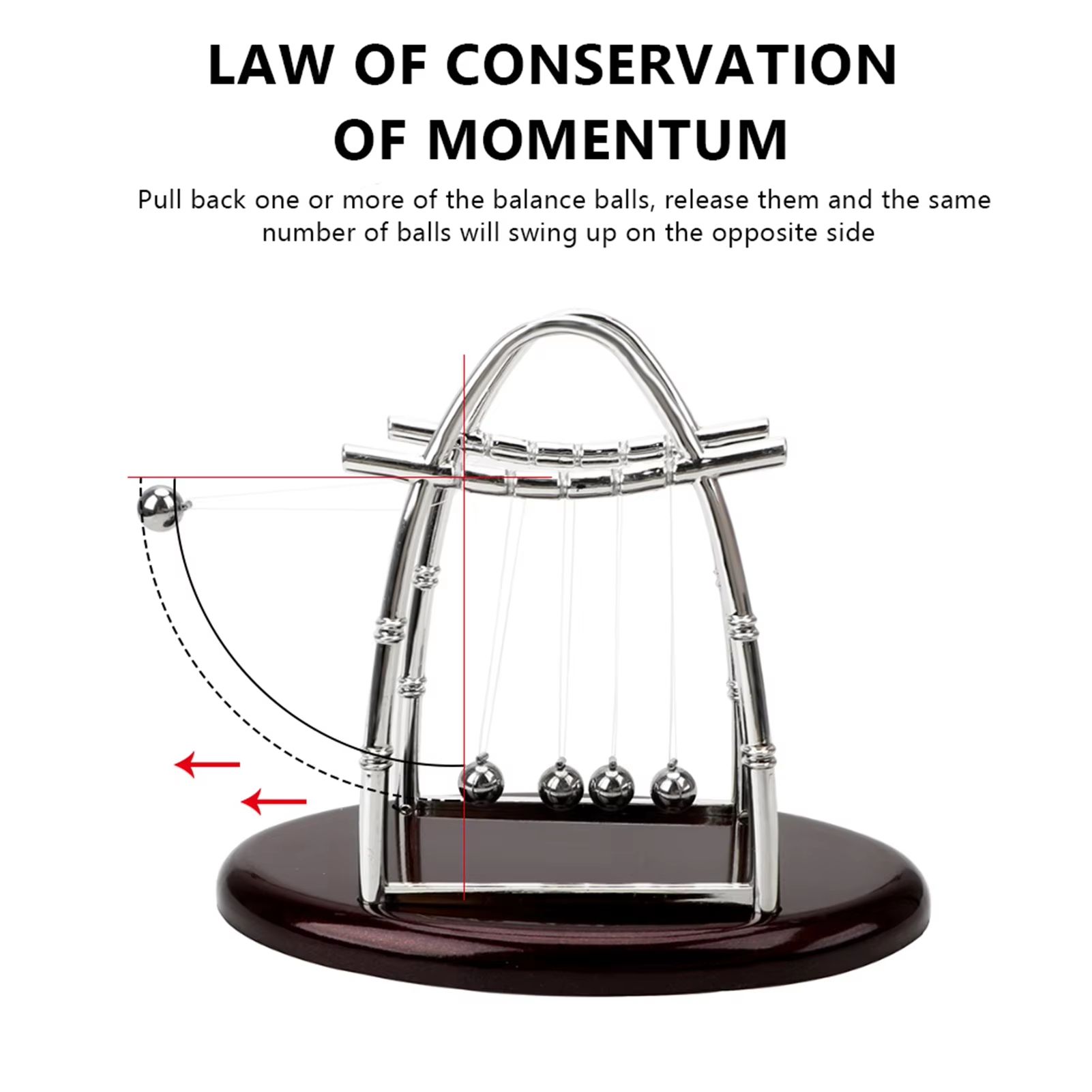 Newton Cradle Balance Steel Balls Perpetual Motion Collision Ball School Teaching Physics Science Pendulum Toy Office Home Decoration Craft Gifts