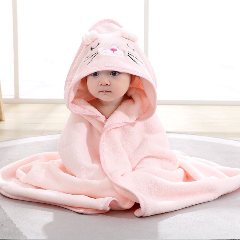 Cartoon Coral Fleece Animal Baby Bath Towels Soft Newborn Hooded Towel Blanket Toddler Bathrobe Warm Sleeping Swaddle Wrap for Boys Girls