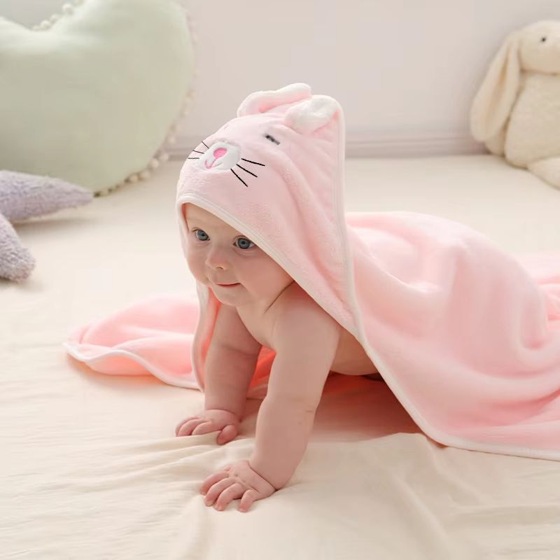 Cartoon Coral Fleece Animal Baby Bath Towels Soft Newborn Hooded Towel Blanket Toddler Bathrobe Warm Sleeping Swaddle Wrap for Boys Girls