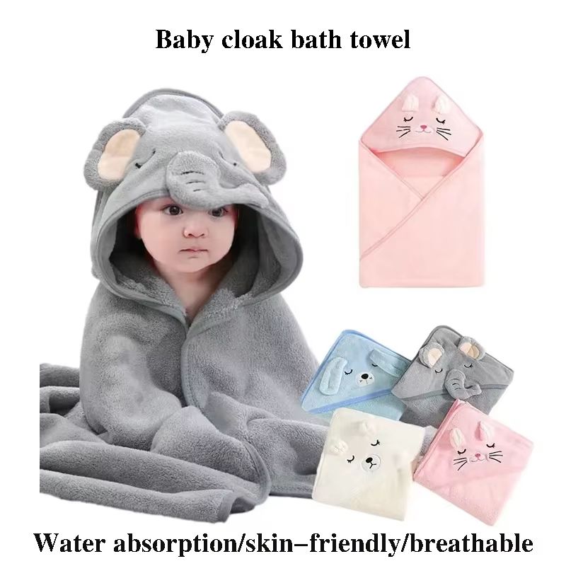 Cartoon Coral Fleece Animal Baby Bath Towels Soft Newborn Hooded Towel Blanket Toddler Bathrobe Warm Sleeping Swaddle Wrap for Boys Girls