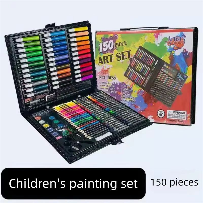 150 Brush Set Children's Painting Stationery Art Oil Painting Stick Tools Watercolor Markers Pen Crayon Pencil Graffiti School Gift Box