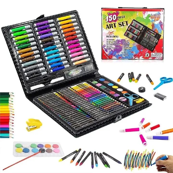 150 Brush Set Children's Painting Stationery Art Oil Painting Stick Tools Watercolor Markers Pen Crayon Pencil Graffiti School Gift Box
