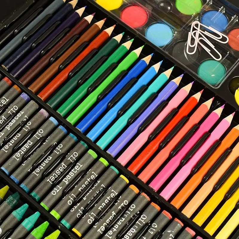 150 Brush Set Children's Painting Stationery Art Oil Painting Stick Tools Watercolor Markers Pen Crayon Pencil Graffiti School Gift Box