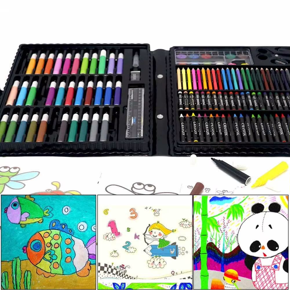 150 Brush Set Children's Painting Stationery Art Oil Painting Stick Tools Watercolor Markers Pen Crayon Pencil Graffiti School Gift Box