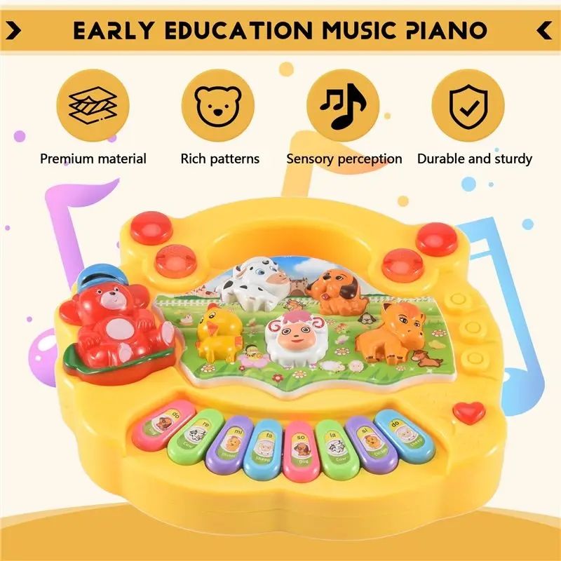 Baby Musical Toy With Animal Sound Kids Piano Keyboard Electric Flashing Music Instrument Early Educational Toys for Children