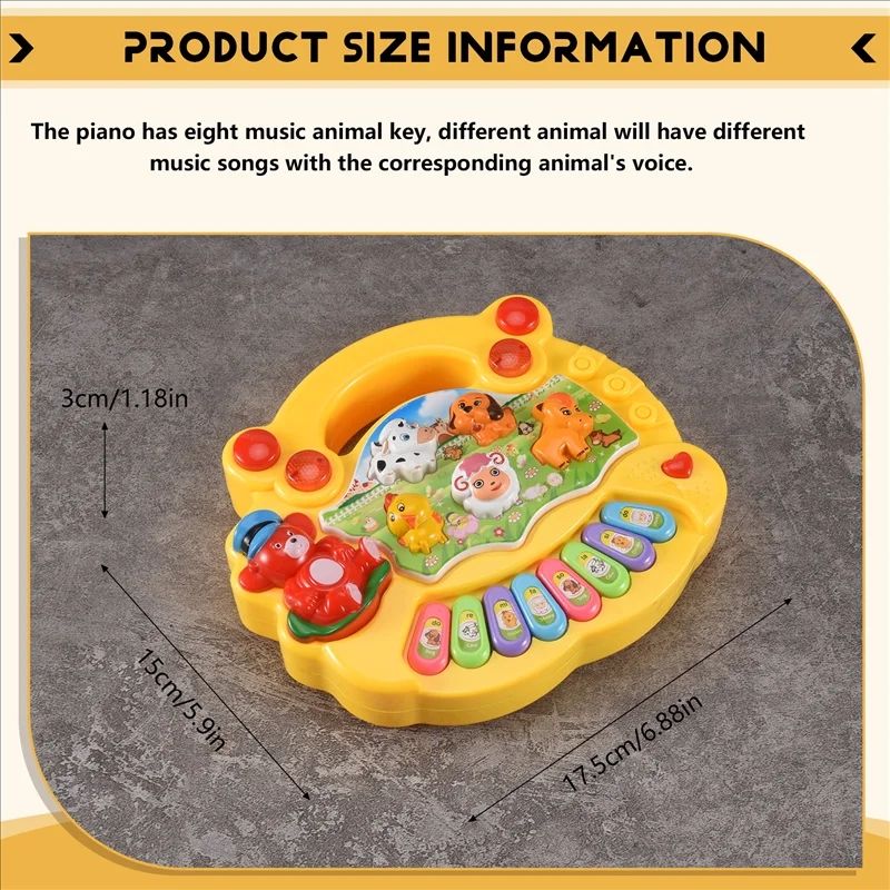 Baby Musical Toy With Animal Sound Kids Piano Keyboard Electric Flashing Music Instrument Early Educational Toys for Children