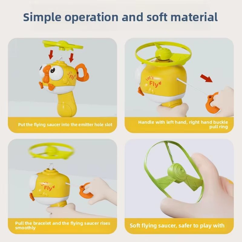 Flying Saucer For Kids Bamboo Dragonfly Toy Family Fun Backyard Games Launch Playset Interactive Catching Outdoor Toys With Spinners Sports Outside