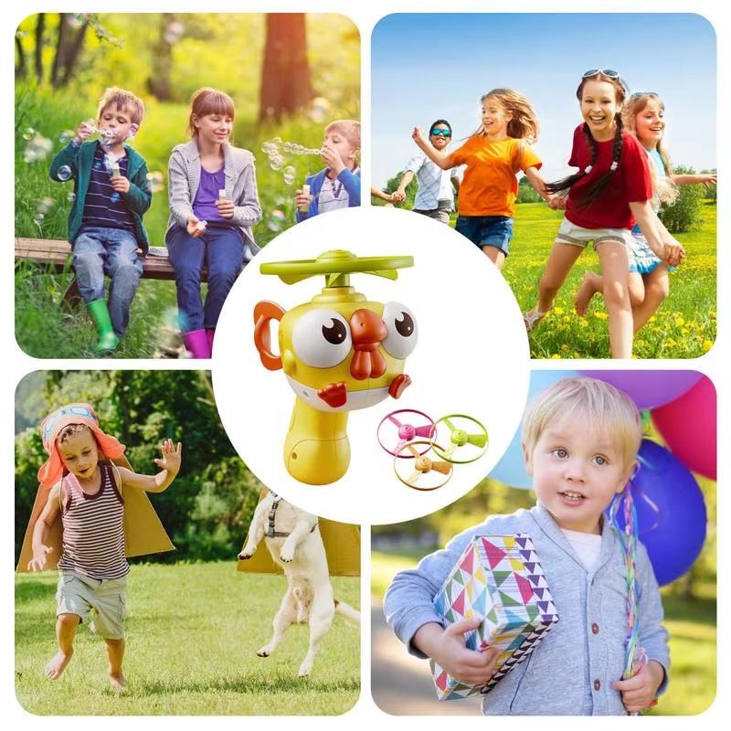 Flying Saucer For Kids Bamboo Dragonfly Toy Family Fun Backyard Games Launch Playset Interactive Catching Outdoor Toys With Spinners Sports Outside