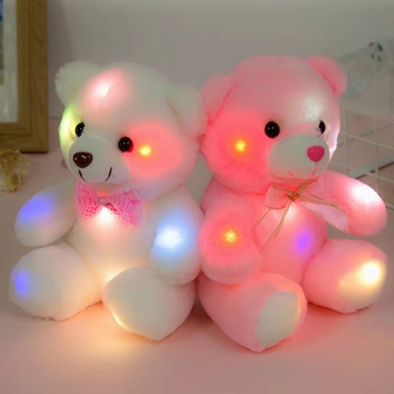 LED Light Up Bear Toy 22cm Creative Glow Teddy Bear Plush Toy Battery Operated Soft Stuffed Bear for Birthday Children's Day Valentines Day Gifts