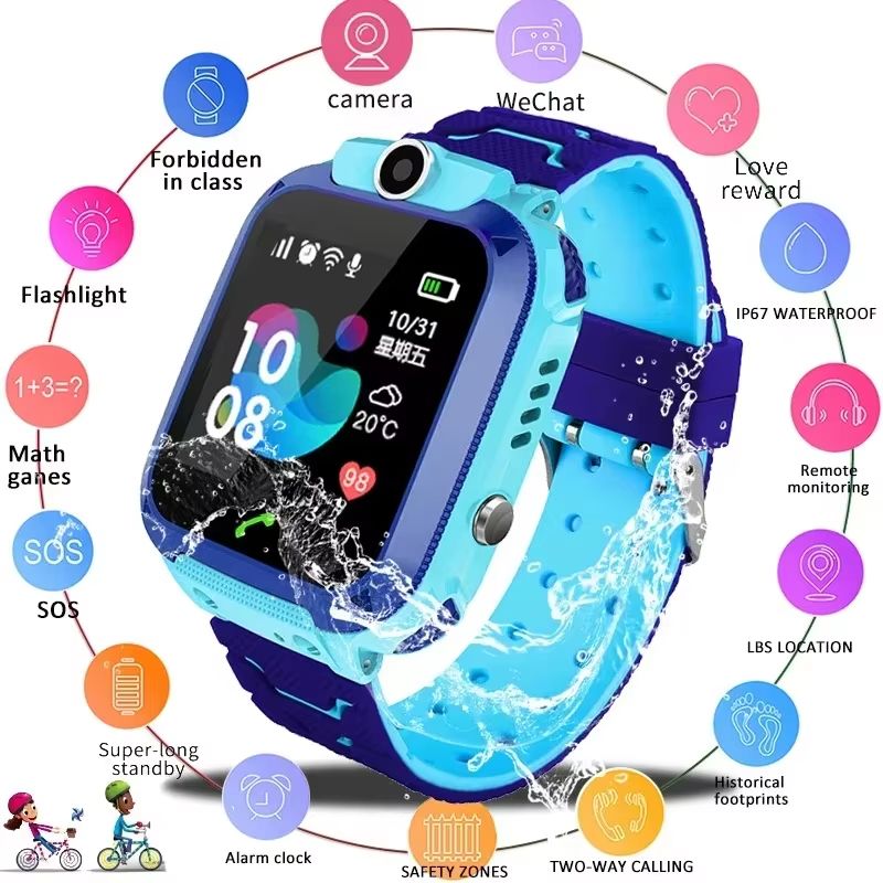 Q12 Kids Smart Watch Waterproof LBS Location Support Hebrew 2G SIM Card Voice Chat  Listen Baby Tracking Boys Girls Smartwatch Clock Gift Children's Smart Phone Watch