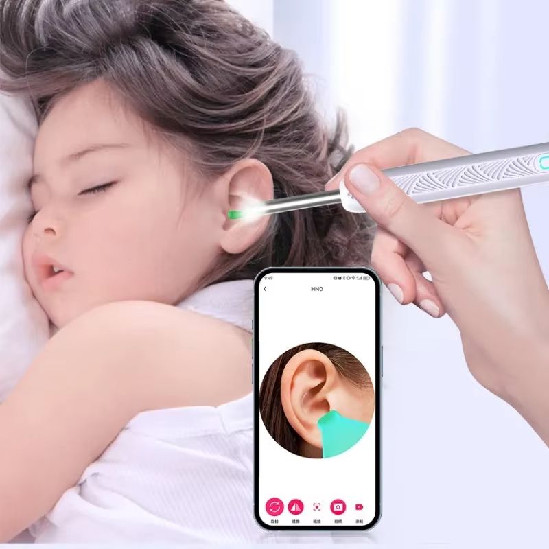 Soft Silicone HD Smart Wireless Visual Ear Cleaning Tool with Camera and LED Light Otoscope Tip Earwax Cleaner for Children and Adults