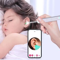 Soft Silicone HD Smart Wireless Visual Ear Cleaning Tool with Camera and LED Light Otoscope Tip Earwax Cleaner for Children and Adults