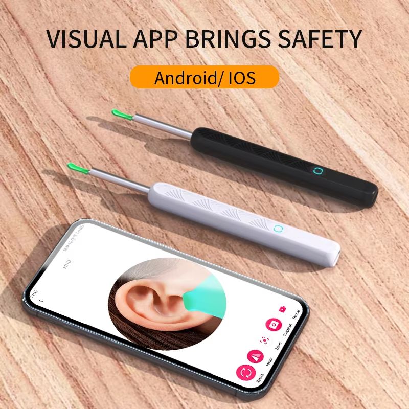 Soft Silicone HD Smart Wireless Visual Ear Cleaning Tool with Camera and LED Light Otoscope Tip Earwax Cleaner for Children and Adults