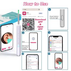 Soft Silicone HD Smart Wireless Visual Ear Cleaning Tool with Camera and LED Light Otoscope Tip Earwax Cleaner for Children and Adults