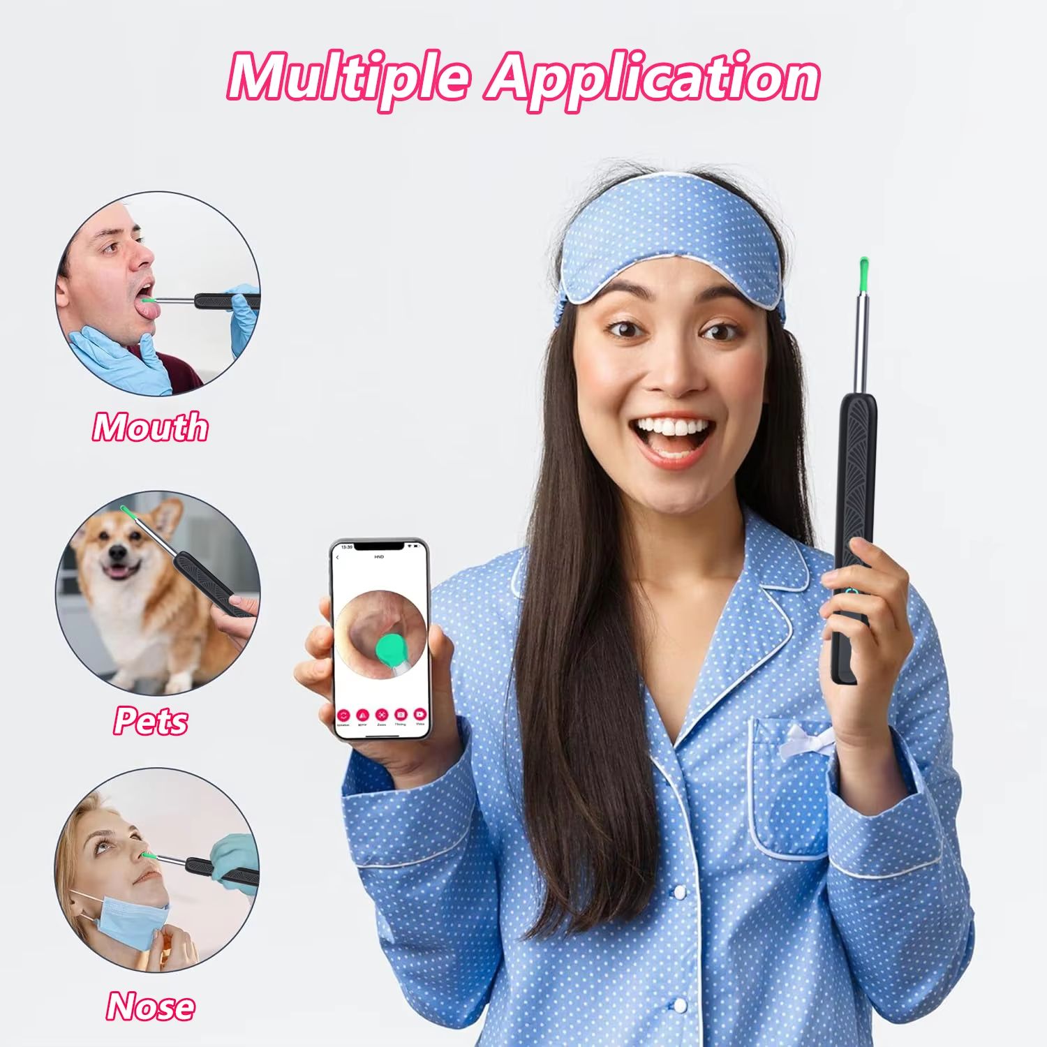 Soft Silicone HD Smart Wireless Visual Ear Cleaning Tool with Camera and LED Light Otoscope Tip Earwax Cleaner for Children and Adults