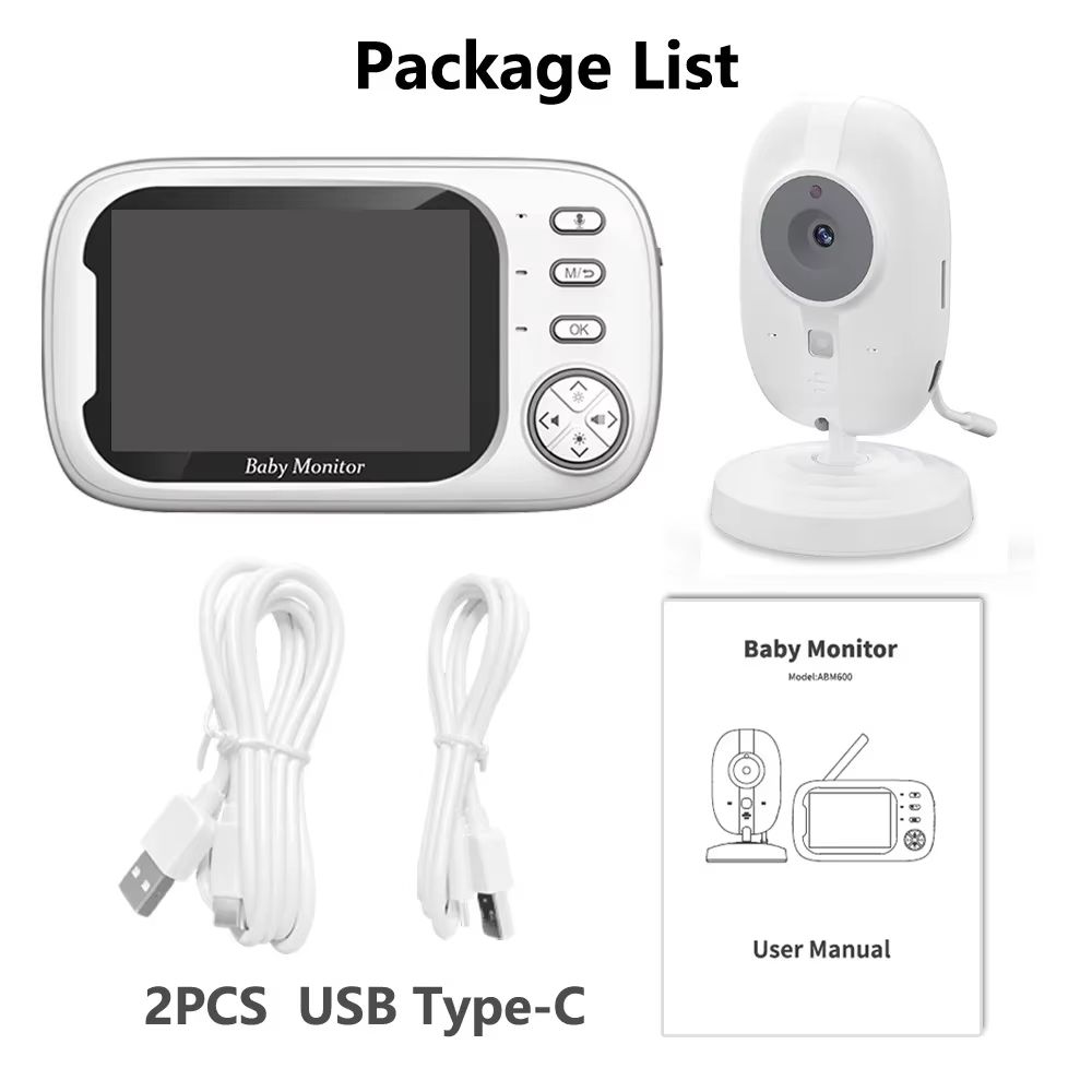 3.5 inch Wireless Video Baby Monitor With Lullabies Night Vision Temperature Monitoring 2 Way Audio Talk Baby Nanny Security Camera