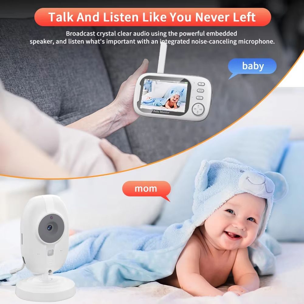 3.5 inch Wireless Video Baby Monitor With Lullabies Night Vision Temperature Monitoring 2 Way Audio Talk Baby Nanny Security Camera