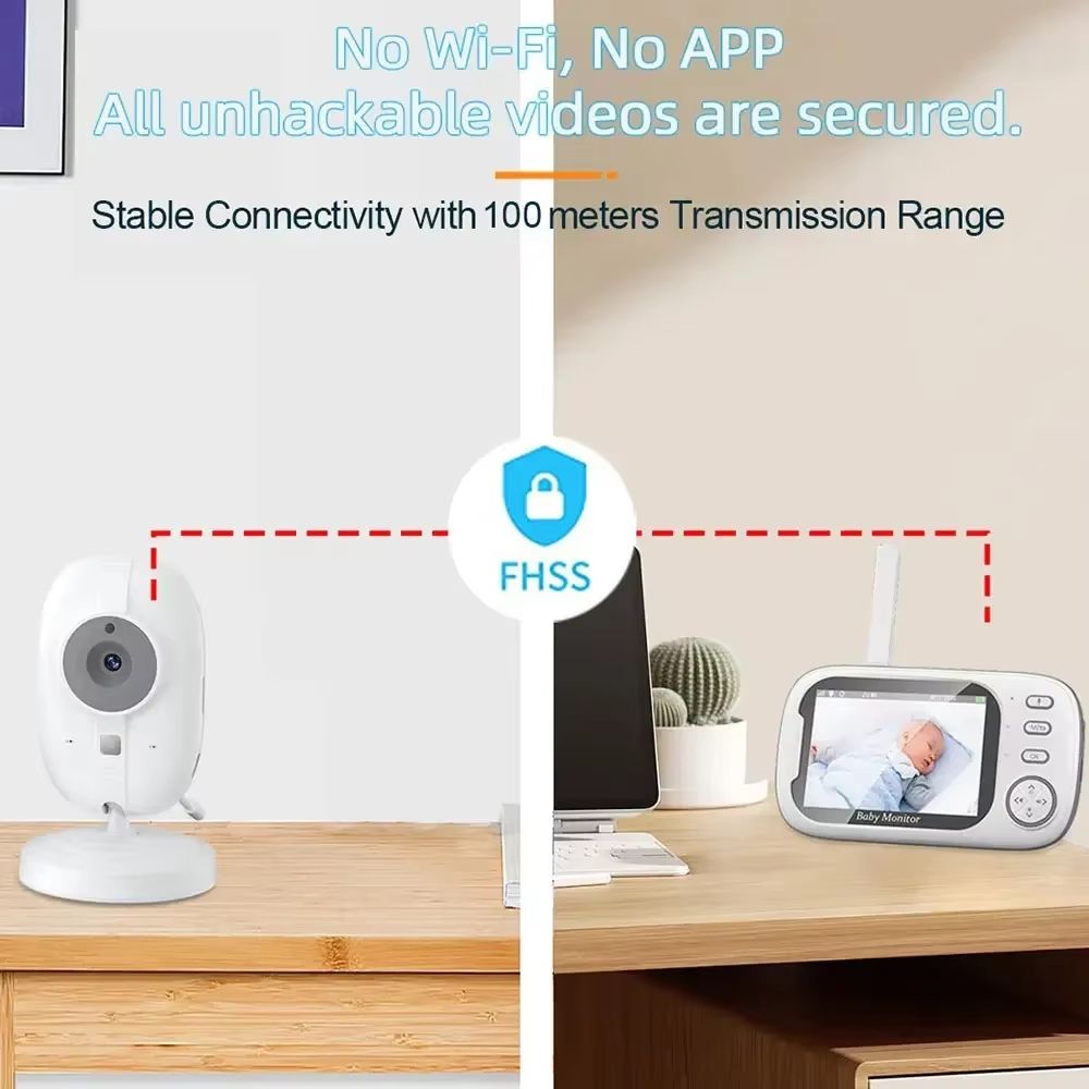3.5 inch Wireless Video Baby Monitor With Lullabies Night Vision Temperature Monitoring 2 Way Audio Talk Baby Nanny Security Camera