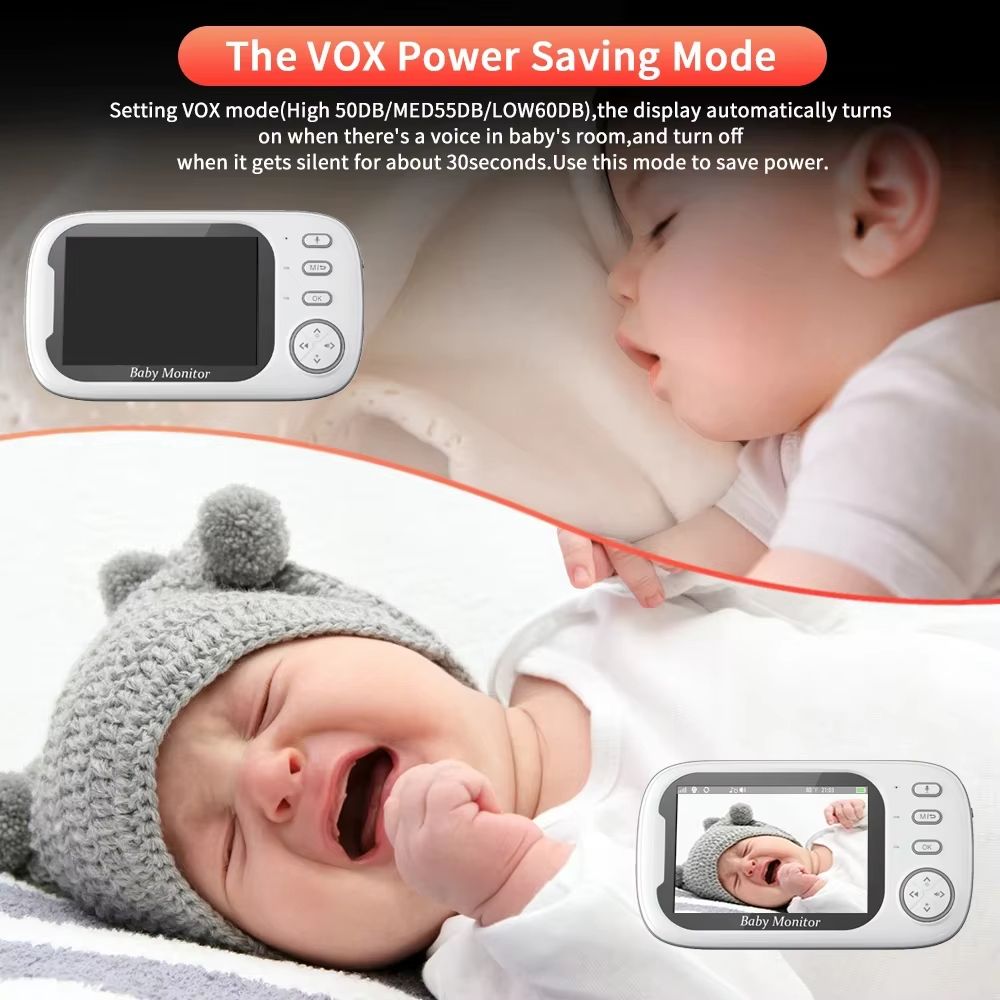 3.5 inch Wireless Video Baby Monitor With Lullabies Night Vision Temperature Monitoring 2 Way Audio Talk Baby Nanny Security Camera