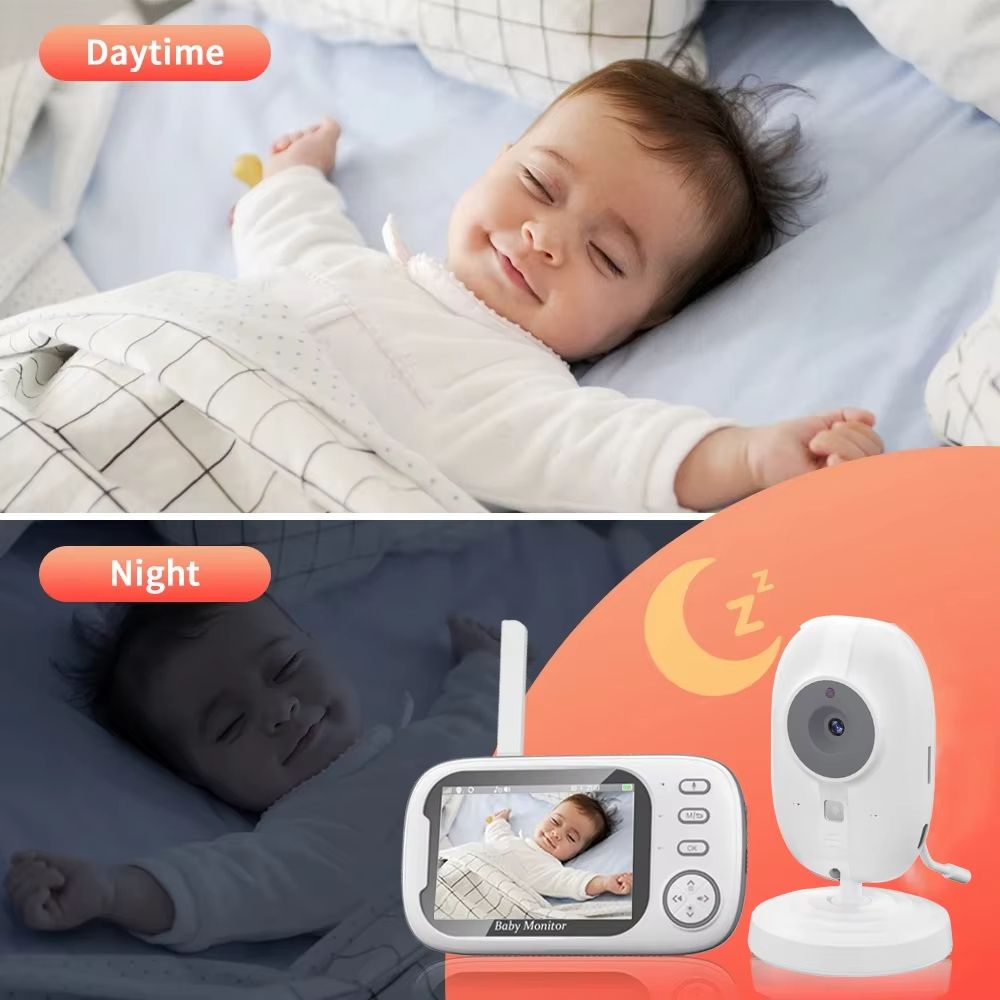 3.5 inch Wireless Video Baby Monitor With Lullabies Night Vision Temperature Monitoring 2 Way Audio Talk Baby Nanny Security Camera