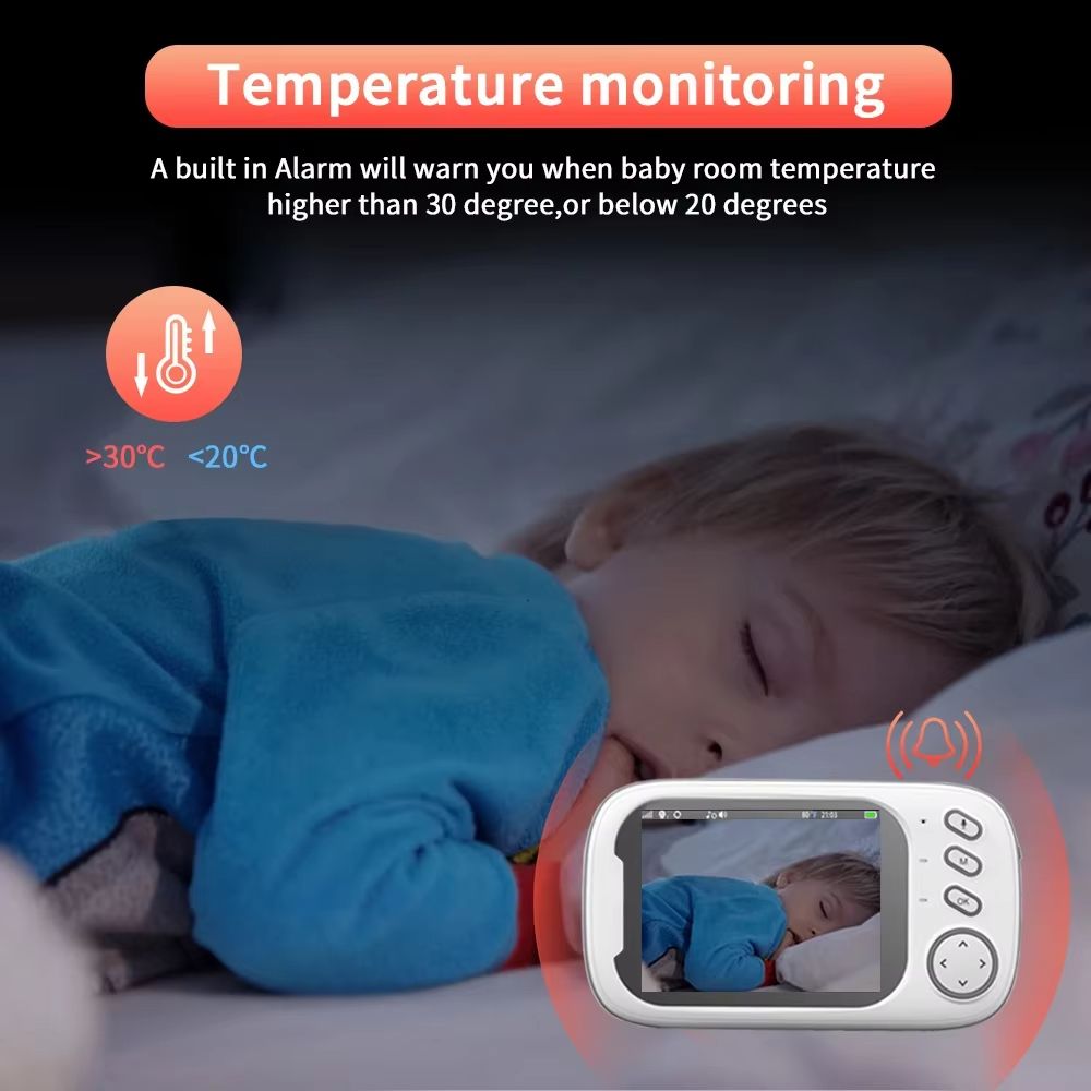 3.5 inch Wireless Video Baby Monitor With Lullabies Night Vision Temperature Monitoring 2 Way Audio Talk Baby Nanny Security Camera